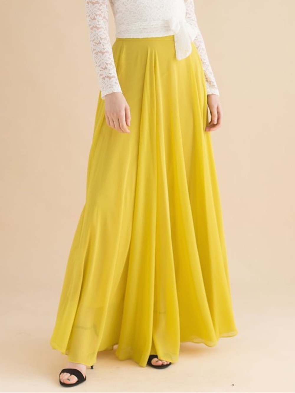 Chicwish timeless Chiffon Maxi Skirt in Mustard Yellow